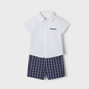 Size 18 months Mayoral White and Navy Check Short Set